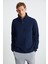 Andrıck Erkek Organik Pamuklu Dik Yaka Yarım Fermuarlı Lacivert Sweatshirt 1