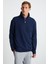 Andrıck Erkek Organik Pamuklu Dik Yaka Yarım Fermuarlı Lacivert Sweatshirt 2