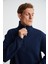 Andrıck Erkek Organik Pamuklu Dik Yaka Yarım Fermuarlı Lacivert Sweatshirt 3