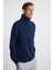 Andrıck Erkek Organik Pamuklu Dik Yaka Yarım Fermuarlı Lacivert Sweatshirt 4
