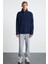 Andrıck Erkek Organik Pamuklu Dik Yaka Yarım Fermuarlı Lacivert Sweatshirt 5
