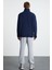 Andrıck Erkek Organik Pamuklu Dik Yaka Yarım Fermuarlı Lacivert Sweatshirt 6