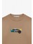 Mılennıal Erkek Oversize Fit Pamuk Kalın Dokulu Baskılı Koyu Bej T-Shirt 2