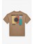Mılennıal Erkek Oversize Fit Pamuk Kalın Dokulu Baskılı Koyu Bej T-Shirt 3