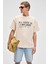 VYRO Erkek Baskı Detaylı %100 Organik Pamuk Bisiklet Yaka Oversize Vanilya T-Shirt 3