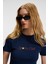 Mıreza Kadın Baskı Detaylı Slim Fit Kısa Kollu Yuvarlak Yaka Lacivert T-Shirt 4