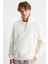Andrıck Erkek Organik Pamuklu Dik Yaka Yarım Fermuarlı Ekru Sweatshirt 1