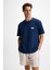 Noır ERKEK%100 Organik Pamuk Bisiklet Yaka Kısa Kol Regular Lacivert T-Shirt 3