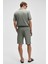 Malyes Erkek Beli Lastikli Kordonlu Yanda Çift Arkada Tek Cepli Relaxed Fit Haki Şort & Bermuda 7