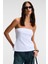 ORIANA Kadın Slim Fit Straplez Beyaz Bluz 4