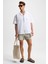 TERO Erkek %100 Pamuk Apaj Yaka Kısa Kollu Flamlı Oxford Comfort Fit Hawaii Beyaz Gömlek 2