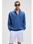 NESTOR Erkek Relaxed Fit Dik Yakalı Yarım Fermuarlı Uzun Kollu Mavi Sweatshirt 1