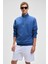 NESTOR Erkek Relaxed Fit Dik Yakalı Yarım Fermuarlı Uzun Kollu Mavi Sweatshirt 3