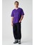 Pampa Erkek Baskı Detaylı Relaxed V Yaka Kısa Kol Mor T-Shirt 2