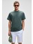 Feon Erkek Oversize Geniş Kesim %100 Organik Pamuk Kalın Dokulu Yuvarlak Yaka Koyu Yeşil T-Shirt 1