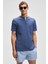 Ermac Erkek Hakim Yaka Düğmeli Kısa Kol Indigo T-Shirt 1