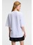 KAROLISKA Kadın %100 Pamuk Oversize Fit Kısa Kollu Yuvarlak Yaka Beyaz T-Shirt 5