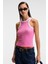 Selmıra Kadın Nakışlı Halter Yaka Slim Fit Kolsuz Pembe Atlet 3