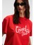 Rıvela Kadın Pamuk Regular Fit Baskılı Bisiklet Yaka Kısa Kol Kırmızı T-Shirt 4