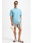 Ourflow Erkek Nakış Detaylı Organik Pamuk Bisiklet Yaka Kısa Kollu Oversize Açık Mavi T-Shirt 2