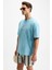 Ourflow Erkek Nakış Detaylı Organik Pamuk Bisiklet Yaka Kısa Kollu Oversize Açık Mavi T-Shirt 3