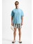 Ourflow Erkek Nakış Detaylı Organik Pamuk Bisiklet Yaka Kısa Kollu Oversize Açık Mavi T-Shirt 5