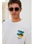 Italıa Erkek Organik Pamuk Ön Arka Baskı Detaylı Oversize Kısa Kol Ekru T-Shirt 4