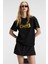 Rıvela Kadın Pamuk Regular Fit Baskılı Bisiklet Yaka Kısa Kol Siyah T-Shirt 1
