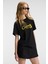 Rıvela Kadın Pamuk Regular Fit Baskılı Bisiklet Yaka Kısa Kol Siyah T-Shirt 3
