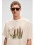 PLANTASIA Erkek %100 Organik Pamuk Baskı ve Nakış Detaylı Kısa Kollu Vanilya T-Shirt 5