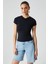 Marta Kadın V Yaka Kısa Kol Slim Siyah T-shirt 1