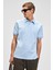LAPORTE Erkek Dokulu Kumaşlı Slim Fit Mavi Polo Yaka T-shirt 3