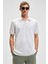 LAPORTE Erkek Dokulu Kumaşlı Slim Fit Beyaz Polo Yaka T-shirt 1