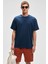Feon Erkek Oversize Geniş Kesim %100 Organik Pamuk Kalın Dokulu Yuvarlak Yaka Lacivert T-Shirt 1