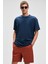 Feon Erkek Oversize Geniş Kesim %100 Organik Pamuk Kalın Dokulu Yuvarlak Yaka Lacivert T-Shirt 2