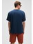 Feon Erkek Oversize Geniş Kesim %100 Organik Pamuk Kalın Dokulu Yuvarlak Yaka Lacivert T-Shirt 6