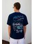 Italıa Erkek Organik Pamuk Ön Arka Baskı Detaylı Oversize Kısa Kol Lacivert T-Shirt 7