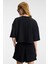 Vela Kadın Esnek Kumaşlı Bisiklet Yaka Oversize Fit Siyah T-Shirt 5