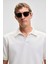 LAPORTE Erkek Dokulu Kumaşlı Slim Fit Beyaz Polo Yaka T-shirt 5