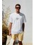 Italıa Erkek Organik Pamuk Ön Arka Baskı Detaylı Oversize Kısa Kol Beyaz T-Shirt 1