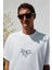Italıa Erkek Organik Pamuk Ön Arka Baskı Detaylı Oversize Kısa Kol Beyaz T-Shirt 3