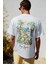Italıa Erkek Organik Pamuk Ön Arka Baskı Detaylı Oversize Kısa Kol Beyaz T-Shirt 6