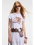 YELVANE Kadın %100 Pamuk Bisiklet Yaka Baskılı Regular Fit Beyaz T-Shirt 1