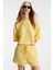 Vela Kadın Esnek Kumaşlı Bisiklet Yaka Oversize Fit Bej T-Shirt 1