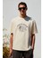 Provence Erkek Bisiklet Yaka %100 Organik Pamuklu Regular Fit Açık Bej T-Shirt 1