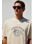 Provence Erkek Bisiklet Yaka %100 Organik Pamuklu Regular Fit Açık Bej T-Shirt 5