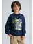 REMCO Erkek Çocuk Nakışlı Yuvarlak Yaka Lacivert Sweatshirt 3