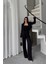 Fh Fashionhere Jakarlı Bluzu Tasarım Detaylı Ceket-Pantolon-Bluz 3 Lü Takım - Siyah 2