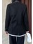 Fh Fashionhere Siyah Çizgili Astarlı Garnili Süet Ceket 4