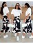 Fh Fashionhere Kadın Kısa Kollu Bisiklet Yaka Viskon Bluz ve Desenli Süprem Etek Ikili Takım 2